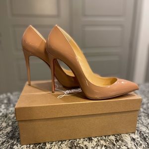 Louboutin Pigalle 100mm Patent in Nude size 39